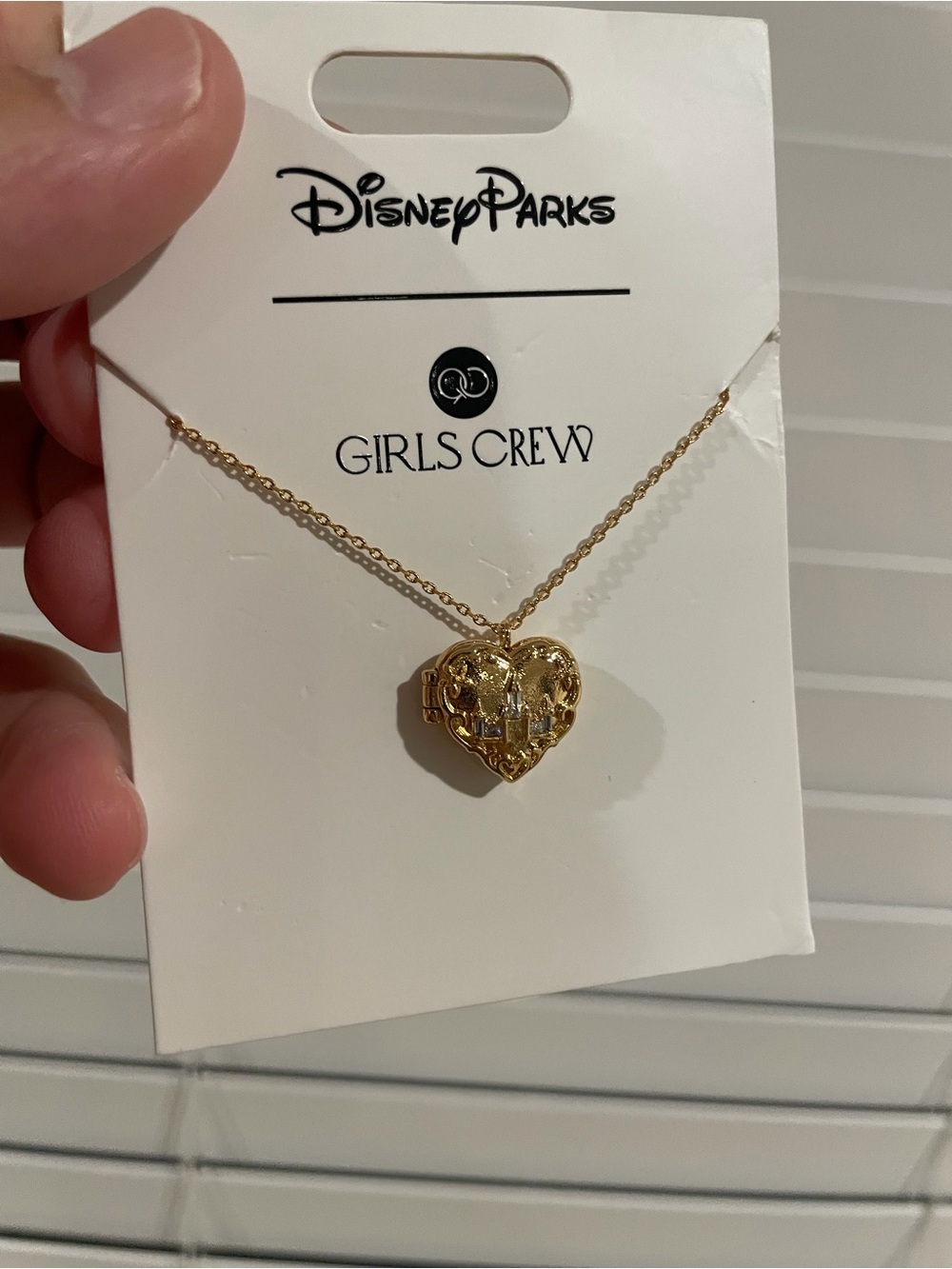 Disney parks Girls Crew Gold castle Heart Locket Necklace